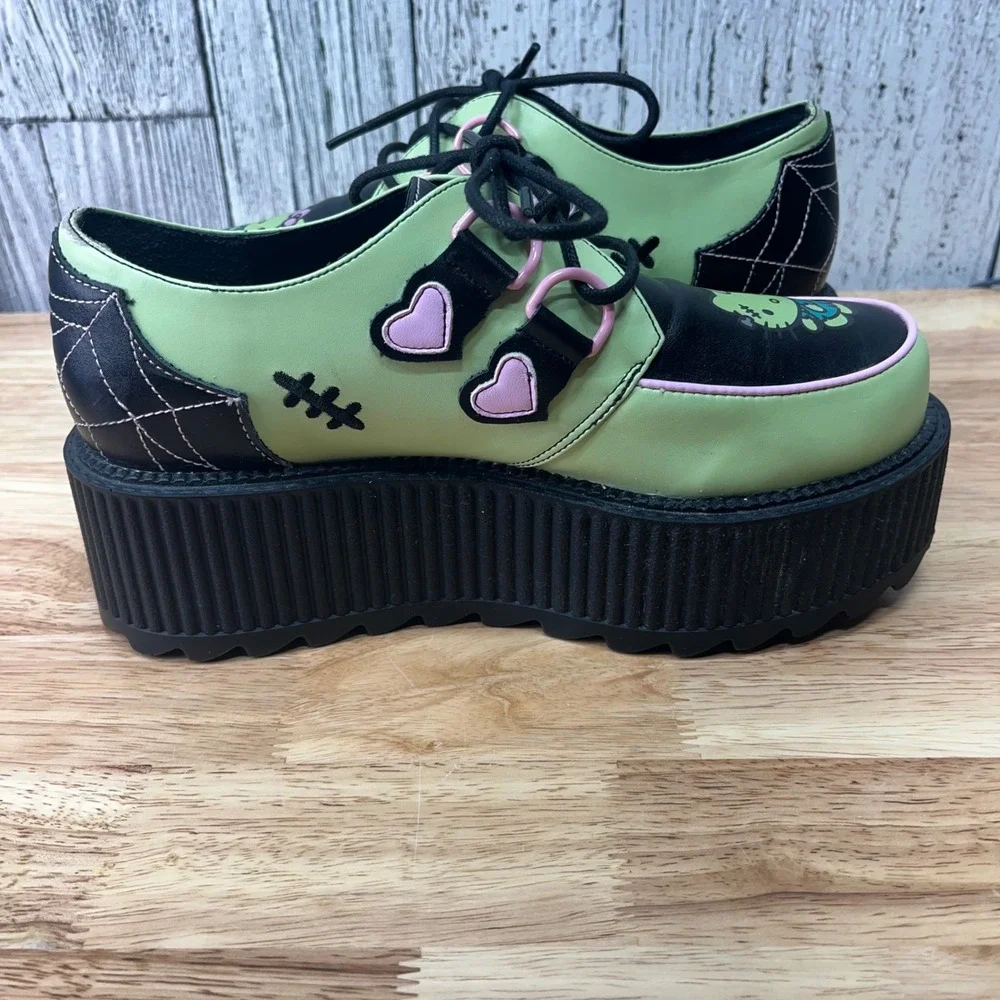 YRU x Hello Kitty Frankenstein Platform Creepers Lime Green Women Shoes size 9